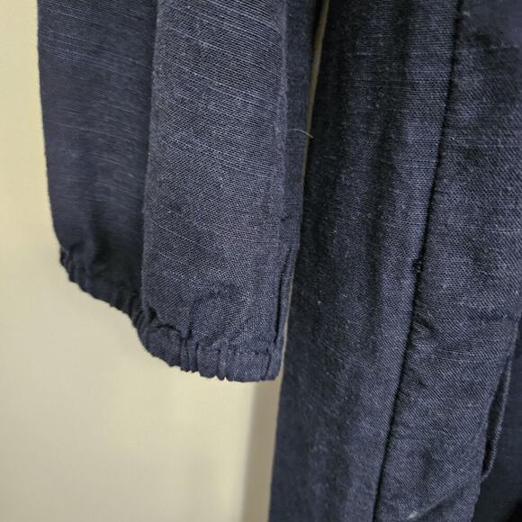 Gap Navy Blue Embroidered Mini Dress Sz M Drawstring Waist Pockets Lined - Picture 5 of 9